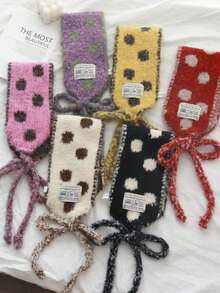 1PC Women's Knitted Ear Warmer Headband, Autumn/Winter New Student Warm Versatile Hat Red Scarf, Gift, Double-Sided Dual-Color Winter Small Scarf - Multicolor - View 4