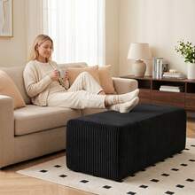 ATOMHOME Only Ottoman! Sofa Ottoman, Upholstered Corduroy Cloud Ottoman For Sofa Couches, Modern Boneless Ottoman Bench End Of Bed Bench, Oversized Sectional Sofa Footrest, Minimalist Rectangle Coffee Table For Living Room Bedroom Entryway, Room Deocr, Black - Black - View 3