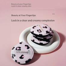 3PCS Leopard Print Cushion Makeup Puff, Latex‑Free Dual‑Use Dry & Wet Cosmetic Puff, Soft Plump Foundation Sponge For Cream, Liquid & Powder Makeup - Multicolor - View 1