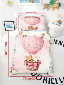 1 Set Of Watercolor Pink Hot Air Balloon Duvet Cover, Cute Bear Rabbit Print Duvet Cover, Polyester Material, Suitable For Baby Crib - Multicolor - View 17