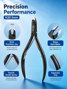 Professional K20 5mm Stainless Steel Cuticle Nipper, Sharp Precise Slanted Blade Nail Cuticle Trimmer, Ergonomic Non-Slip Manicure Pedicure Tool, Smooth Spring Cuticle & Hangnail Scissors, Suitable For Salon And Home Nail Care, Back To School Season, Autumn Essential - Multicolor - View 3