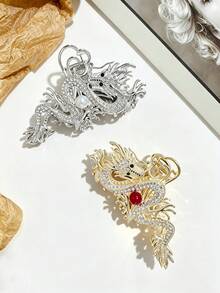 1件新款時尚水鑽龍形髮夾，髮夾髮箍配件，髮飾 - 彩色 - 查看 3