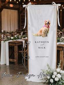 Personalized Wedding Welcome Sign, Customizable With Portraits And Text, Customized Minimalist Welcome Banner, Banner With Bow Ribbon Set, Wedding Decor, Party Decor, Tea Room, Home, Garden, Office, Graduation, Wedding, Housewarming, Customized Wedding Supplies, Back To School Gift - Multicolor - View 14