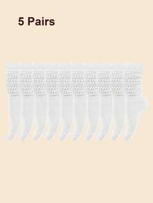 10 Pairs Women's Multi-Color Fashion Bubble Scrunch Socks, Comfortable, Classic, European Style, Knee-High, Casual Tight Mid-Calf Socks, Unisex, Women's Socks, Gift For Boyfriend [6/5/3/1 Pairs] - White - View 12