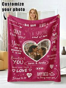 بطانية مخصصة بصورة واحدة، بطانية فلانيل شخصية مع صورة ونص، بطانية قيلولة المكتب، بطانية مريحة، هدية عيد الأم، هدية عيد الأب للوالدين، بطانية السرير، بطانية السرير المخصصة، بطانية النص المخصصة، بطانية المنزل الشخصية المخصصة - متعدد الألوان - مشاهدة 9
