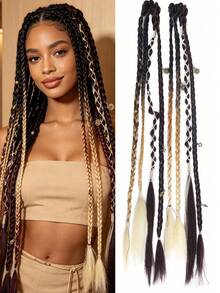 2pcs Bohemian Style Handmade Braided Hair Clips, Synthetic Braided Hair Accessories, Suitable For Women - Multicolor - View 15