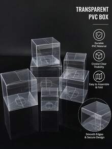 20 Buah Kotak Plastik PVC Bening Ukuran 4cm/5cm/6cm/7cm/8cm, Untuk Handuk, Teh, Penyimpanan Ornamen, Hadiah Kejutan Pesta Ulang Tahun, Kotak Kemasan Hadiah Kubus Serbaguna - A - View 6