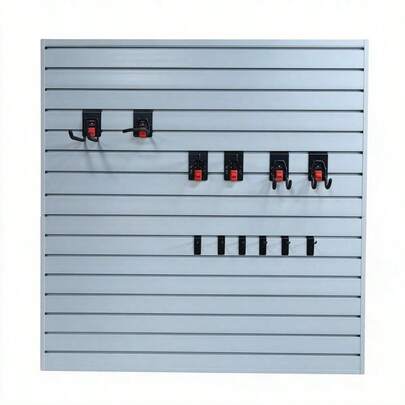 PVC Slatwall Panel Kit, 4x4ft Garage Wall Storage System With Safety-Lock Hooks, Lightweight Resistant Panels, Hidden Screw Design, 12 Hooks Set,