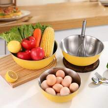 3 Pieces Stainless Steel Mixing Bowls, Large Capacity Fruit Salad Bowls, Kitchen Baking Egg Beating Mixing Bowls With Measurement Lines, Home Use Baking Mixing Dough Bowls, Kitchen Utensils - View 4