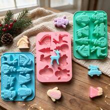 1pc 8-Cavity Silicone Christmas Baking Mold - Santa, Snowman, Tree & Reindeer Designs For Chocolate, Candy, Jelly & Pudding - Perfect For DIY Holiday Treats, Cake Mold - Multicolor - View 5