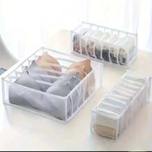 Simple Modern 3pcs Underwear Organizer Set, Mesh Storage Bags For Socks, Drawers, And Closet, Fashionable Women'S Accessory. - Grey - View 6