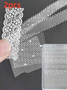 3Pcs 3D Silicone Lace Relief Patterns Nail Mold Lace Ribbon Templates For Nails Jewelry Crafts Rose Lace Transparent Nail Decor, Suitable For French Manicure, Short Nails, Artificial Nails, Perfect For Christmas New Year Gifts, Birthday Gifts For Friends, Dating And Wedding - Multicolor - View 8