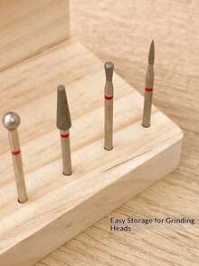 1pc Wooden Manicure Drill Machine Organizer Rack, Nail Bit Storage Display Stand, Desktop Nail Tool Storage Tray For Salon & Home Use - Multicolor - View 4