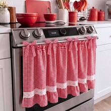 1pc Handmade Farmhouse Style Oven Skirt Cover, Handmade Country Style Oven Curtain, Handmade Oven Cover, Plaid Pattern Blended Fabric Oven Curtain, Can Be Installed To Block Clutter, Suitable For Stoves With Ties, Ruffle Trim Decoration, Home Kitchen Decor - Multicolor - View 14