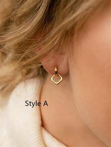 2pcs Geometric Double-Circle Earrings, Versatile For Daily Wear, Dates, Parties - Gift For Women - Yellow Gold - View 12