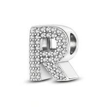 1pc S925 Sterling Silver 26 Alphabet Letter Pendant Bead, Original Full Zirconia Inlaid Design, Exquisite 3D Shape, Suitable For Bracelets And Necklaces, Customizable Initial, Showcasing Personalized Style, Meeting Handmade DIY Jewelry Making And Daily Wear Needs - Silver - View 21
