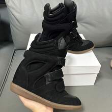 New 2026 Hidden Height-Increasing High-Top Women's Shoes. Body-Hugging Casual Sports Shoes, 7 Cm Internal Heel Lift Women's Ankle Boots, - Black - View 4