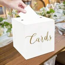 1 Set White Gold Foil 8.6in Memory Sharing Funeral Wedding Birthday Graduation Bridal Shower Guest Card Box Creative Decor - Pure White - View 1