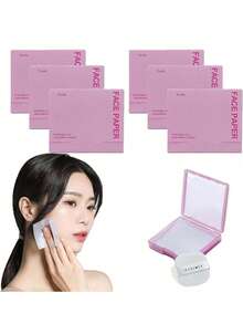 400PCS Facial Oil Control Paper + Square Powder Puff + 1 Mirror, Oil Absorption Control, Refreshing And Portable Facial Suction Cup, Can Absorb Excess Oil On The Face, Suitable For Men, Women, Beginners, Skin Care Products - Purple - View 2