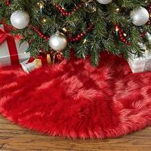 Plush Christmas Tree Skirt (Available In Multiple Sizes), Christmas Tree Floor Mat, Christmas Tree Decoration, Christmas Decor Supplies, Festive Atmosphere Prop, Christmas Decorations For Home, Christmas Home Decor - Multicolor - View 8