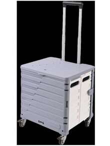 A Portable Foldable Outdoor Shopping Storage Box For Home Camping With Large Capacity Wheels And Light Cart Outdoor Decor - Grey - View 6