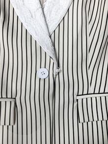 Urban Elegant Lace Patchwork Striped Long Sleeve Blazer With Pockets And Lining, And Casual Long Pants With Elastic Waistband, Suitable For Daily Commute, Office, Party, Holiday, Campus And Other Occasions - Apricot - View 10