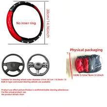 15inch Shiny Artificial Diamond Car Steering Wheel Cover, Bubble Grid Steering Wheel Wrap, Elastic No Inner Ring Design, Fit For O-Type And D-Type Cars, Unisex - Multicolor - View 2