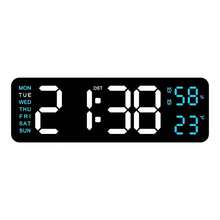 USB Powered 9 Inch Large Digital Wall Clock Temperature Humidity Week Display 4 Level Manual Brightness Adjustment Auto Dimmable Snooze Table Clock 12/24H Electronic LED Alarm Clock ---Without Battery And Plug - one-size - View 19
