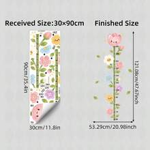 1/4 Sheets Pink Smile Flower Height Measurement Wall Sticker, Cute Cartoon Growth Chart Decal For Kids Baby Girls Bedroom Nursery Decor - Multicolor - View 4