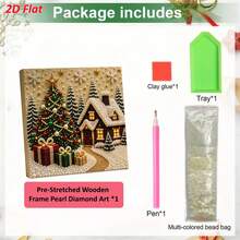 1 Set Christmas Snow House 5D Diamond Painting, 2D HD Printed Full Drill Kit, Scene Home Wall Decor Creative Christmas Handmade Gift - A - View 6