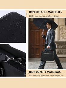 NEWHEY Men's Dual-Use Business Laptop Tote Bag, Waterproof Large Capacity A4 Document Bag, Professional Briefcase, Suitable For Job Interviews, Office, Campus And Business Travel - Black - View 5