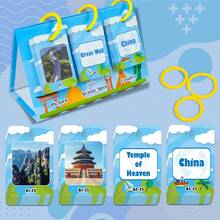 Fun World Sightseeing Cognition Calendar Cards, Picture-Text Matching English Word Learning, Detachable Ring Design, Early Childhood Geography Enlightenment Educational Toy, Home Desktop Early Education Interactive, Birthday Party Christmas New Year Holiday Gift - Multicolor - View 14