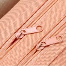 1 pièce Trousse à crayons en tissu Oxford de couleur unie avec double fermeture éclair, grande capacité, créative, simple, portable, logo personnalisé, trousse à crayons de papeterie pour garçons, filles, étudiants, école, rentrée scolaire, esthétique Ins - 1 pièce - Voir 5