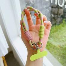 High-Value Minimalist Dopamine Woven Striped Colorblock Personalized Double Buckle Cup Rope Short Wrist Strap Suitable For All Phone Clip-On Hand Strap CCD Camera Phone Case Lanyard Multicolor Double Silver Buckle Short Thick Durable Detachable Hanging Chain Outdoor Sports Phone Case Clip-On Pendant Versatile Anti-Lost Wrist Woven Rope - Multicolor - View 18