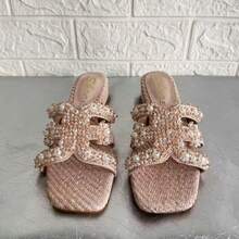 Women Heeled Sandals - Nude Pink - View 6