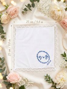1pc Personalized Bride Wedding Handkerchief, Custom Text Hankerchief, Custom Keepsake Handkerchief For Wedding Bridal Party Gift - Multicolor - View 7