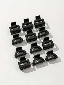 1/10/20pcs Matte Black Mini Hair Clips, Curved & Square Dual Shape Design, Strong Non-Slip Grip, Suitable For Bangs And Loose Hair, Daily Commute, Office Work And Sports Hairstyle Decoration - A - View 3