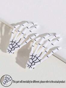 2pcs Halloween Skeleton Hand Hair Clips, Ghost Claw Decorative Props Gothic Style Bone Hair Accessories, Fun Party Costume Bone Claw Hair Clips - Skull Hair Clip - View 7