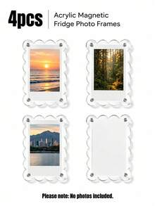 9/4/2pcs Acrylic Magnetic Refrigerator Photo Frames, 2.6 X 3.9 Inch Transparent Wavy Edge Acrylic Photo Frames, Suitable For Mini And Wallet Size Photos, Transparent Refrigerator Magnet Photo Display Stand, Wallet Size Photo Frame, Refrigerator Decoration - Multicolor - View 10