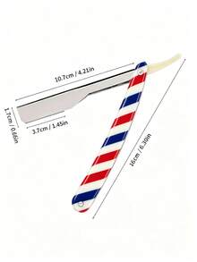1pc/Men's Manual Folding Straight Razor, Colorful Printed Barber Razor, Professional Hair Salon Razor For Beard Trimming, Bald Head Shaving, Sideburns And Eyebrow Styling, Blade Not Included - Safety Razor - View 2