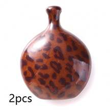 2pcs Vintage Brown Leopard Print 3D Pendant With Rhinestone Bow Candy Heart Charm, DIY Handmade Sweater Chain Keychain Bag Pendant Material - Brown - View 16