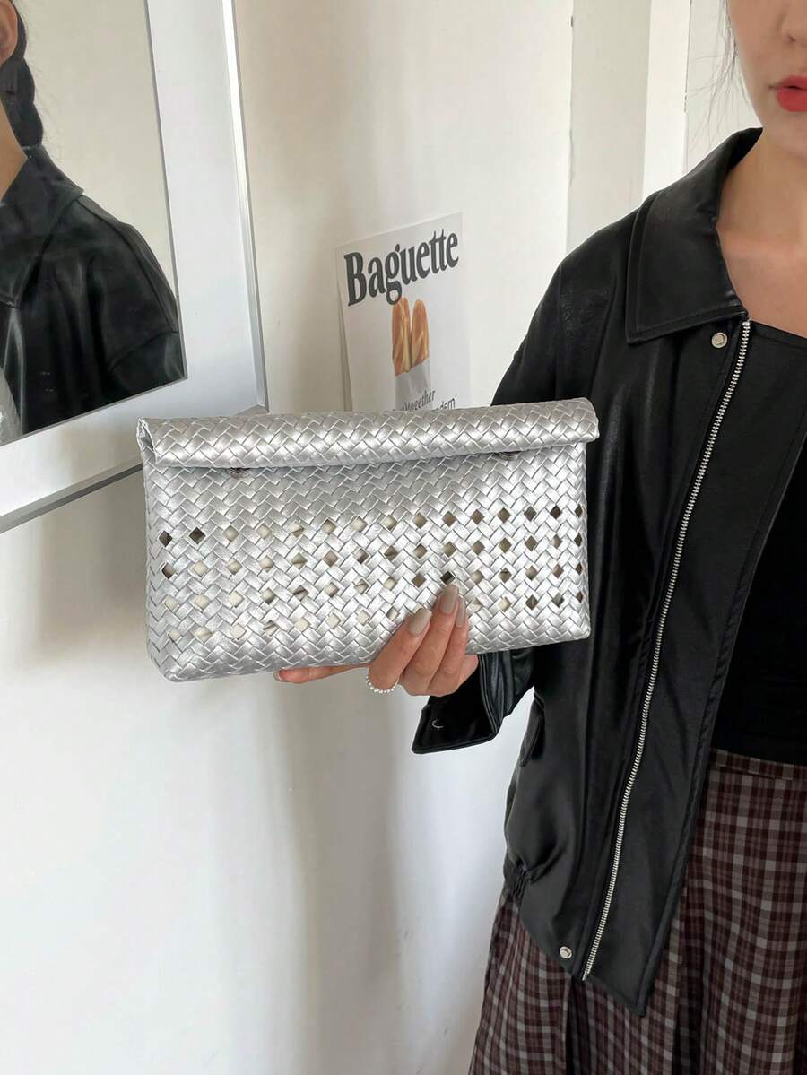 純色 PU 皮革輕量大容量翻蓋磁扣小方包，多功能派對與晚餐包，適合女性