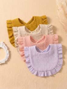 4PCS/8PCS Girls Autumn Cute Candy Color Baby Bibs, Soft Skin-Friendly Princess Baby Drool Bib Set, Suitable For Daily All-Season Use - Multicolor - View 13