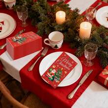 20/40/60PCS Christmas Paper Napkins, Disposable Christmas Guest Towels, Xmas Hand Towels For Bathroom, Christmas Tree Paper Napkins For Holiday Party Table Decor - Christmas - View 6