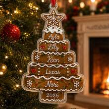 Custom Christmas Tree Ornament, Personalized Family Name Hanging Decor, Customized Gingerbread Christmas Tree Ornament With 2-5 Names And 2026 Year, Customizable Holiday Keepsake Gift For Family Members, Xmas Decorations - Style C - View 4