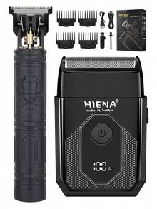 HIENA Electric Shaver Combination Set Reciprocating Shaver, Black Appearance, Suitable For Shaving, Sideburns, Carving Scissors, Silky Smooth, USB Charging, Equipped With 4 Limit Combs And Cleaning Brushes, Mini Body For Easy Carrying Outside - Black - View 10