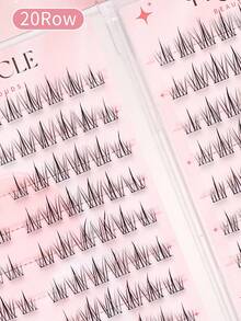 WANPIN Glue-Free 20 Rows 9-11mm Gold C Curl Segmented Cluster False Eyelashes, Transparent Lash Stem, Ready To Wear & Reusable, Suitable For Beginners, Soft Comfortable Non-Irritating, Natural Daily Commute Makeup Look - C - View 6