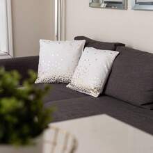 Holiday Lights Cotton Cushions Removable Cover Poly Filled Decorative Pillows - Gold - View 5