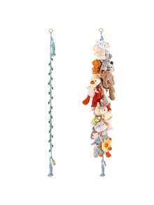 Multi-Functional Hand- Doll Storage Lanyard Set With 20 Clips And 2 Hooks, Featuring Wooden Rings And Metal Clips, Plush Display Chain, Sturdy And Durable Space-Saving Closet Organizer Hanging Accessory - Regular Model - View 10