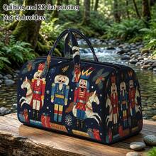 1pc RIDESAY Nutcracker Print Quilted Weekend Travel Bag, Suitable For Short Trips, Large Capacity Tote Bag With Nutcracker Soldier Pattern, Polyester Quilted Handbag, Suitable For Travel, Shopping, Christmas And Holiday Gifts - Multicolor - View 7
